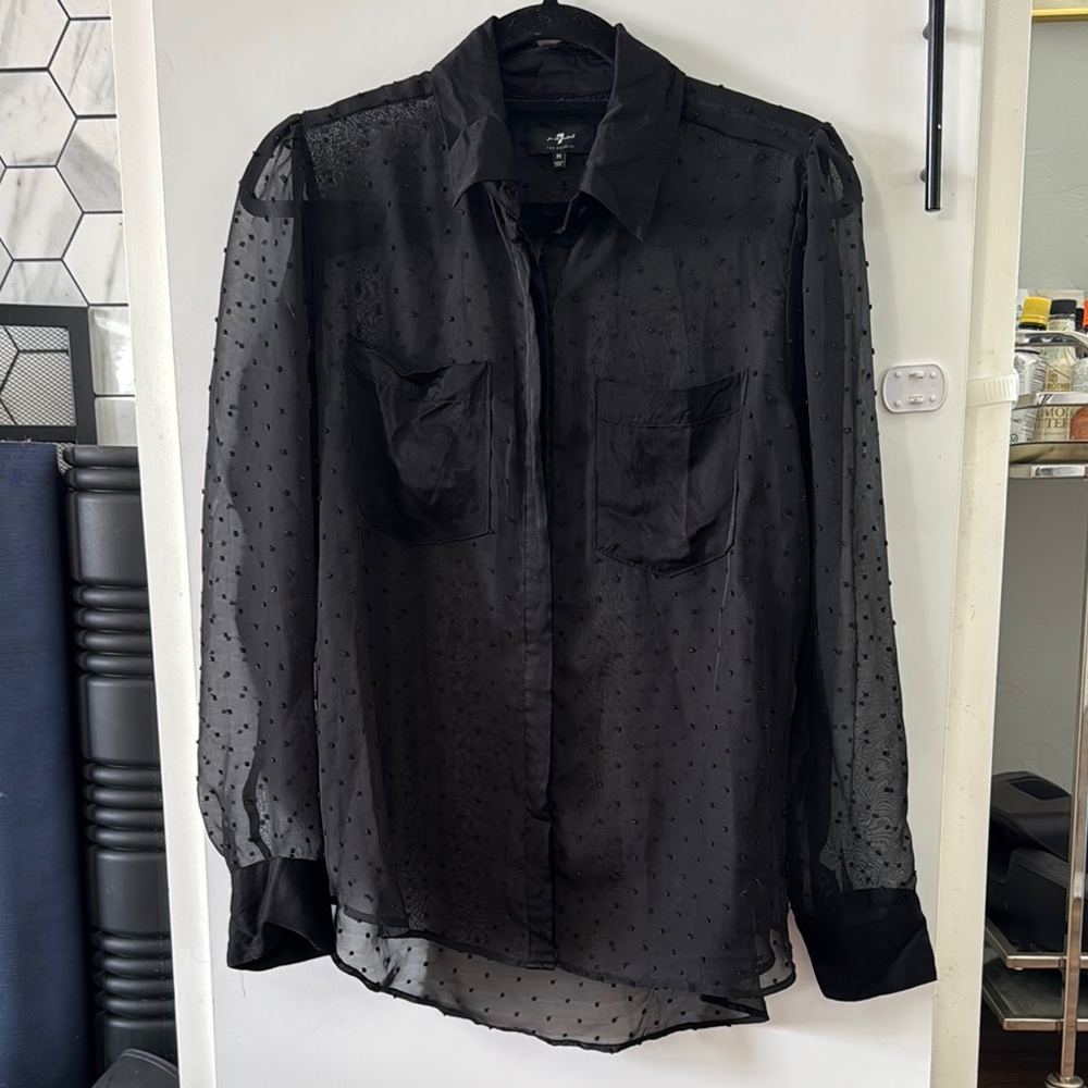 7 For All Mankind Black Button Down Shirt
